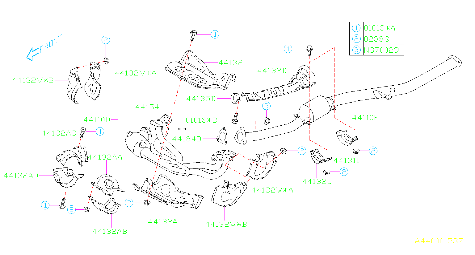 Subaru Outback Catalytic Converter (Front) - 44620AD17B | Subaru Parts