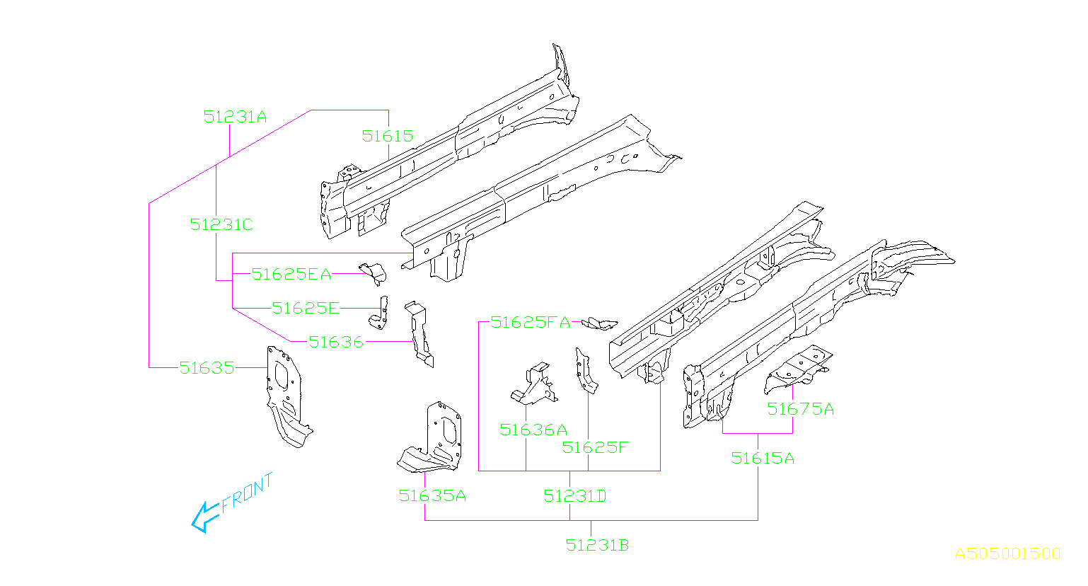 Subaru Legacy Frame Side Member Reinforcement (Right). Closing Plate ...