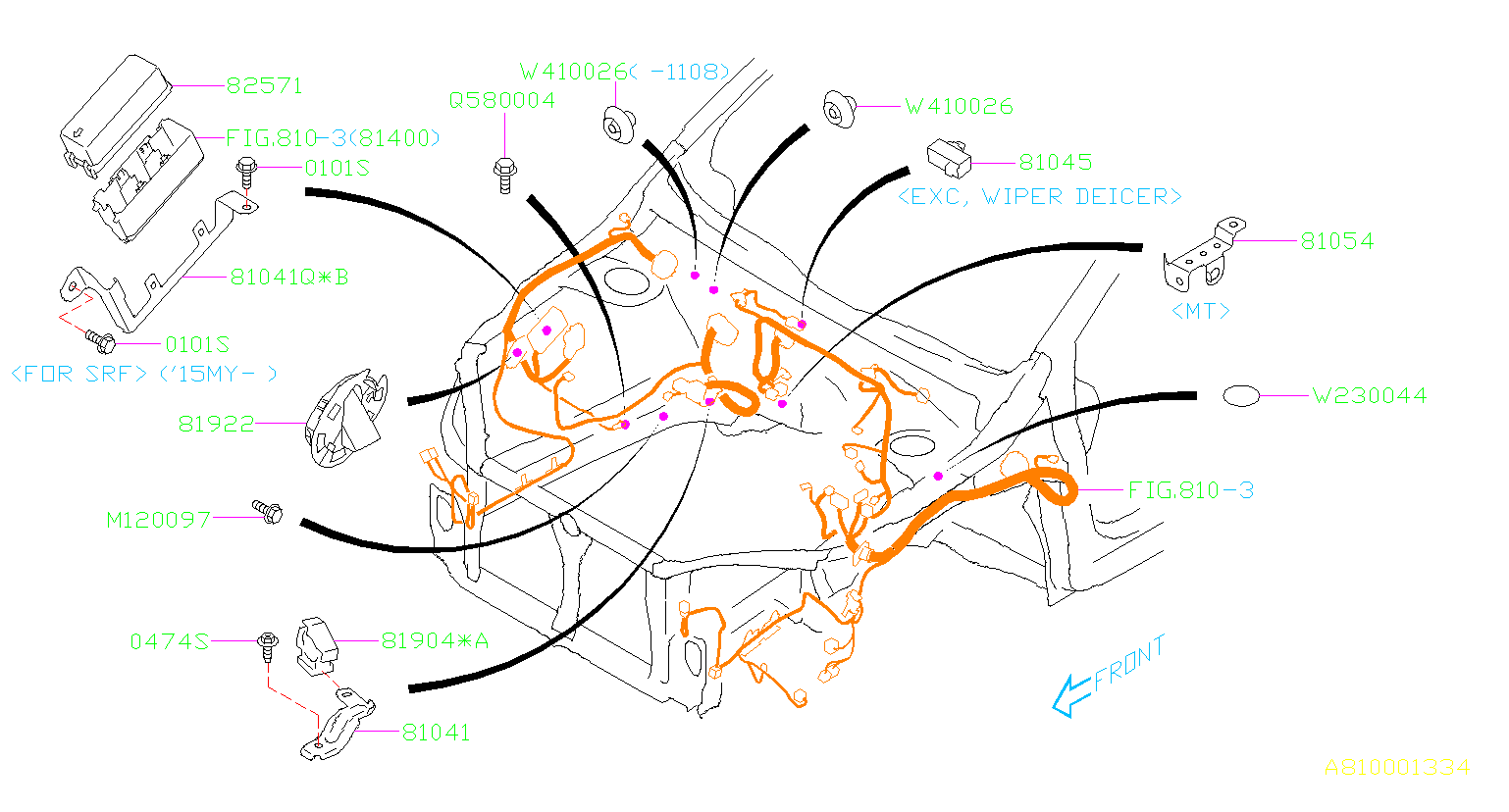 Subaru Impreza Wiring Harness Center Bulkhead - 81402FJ080 | Subaru