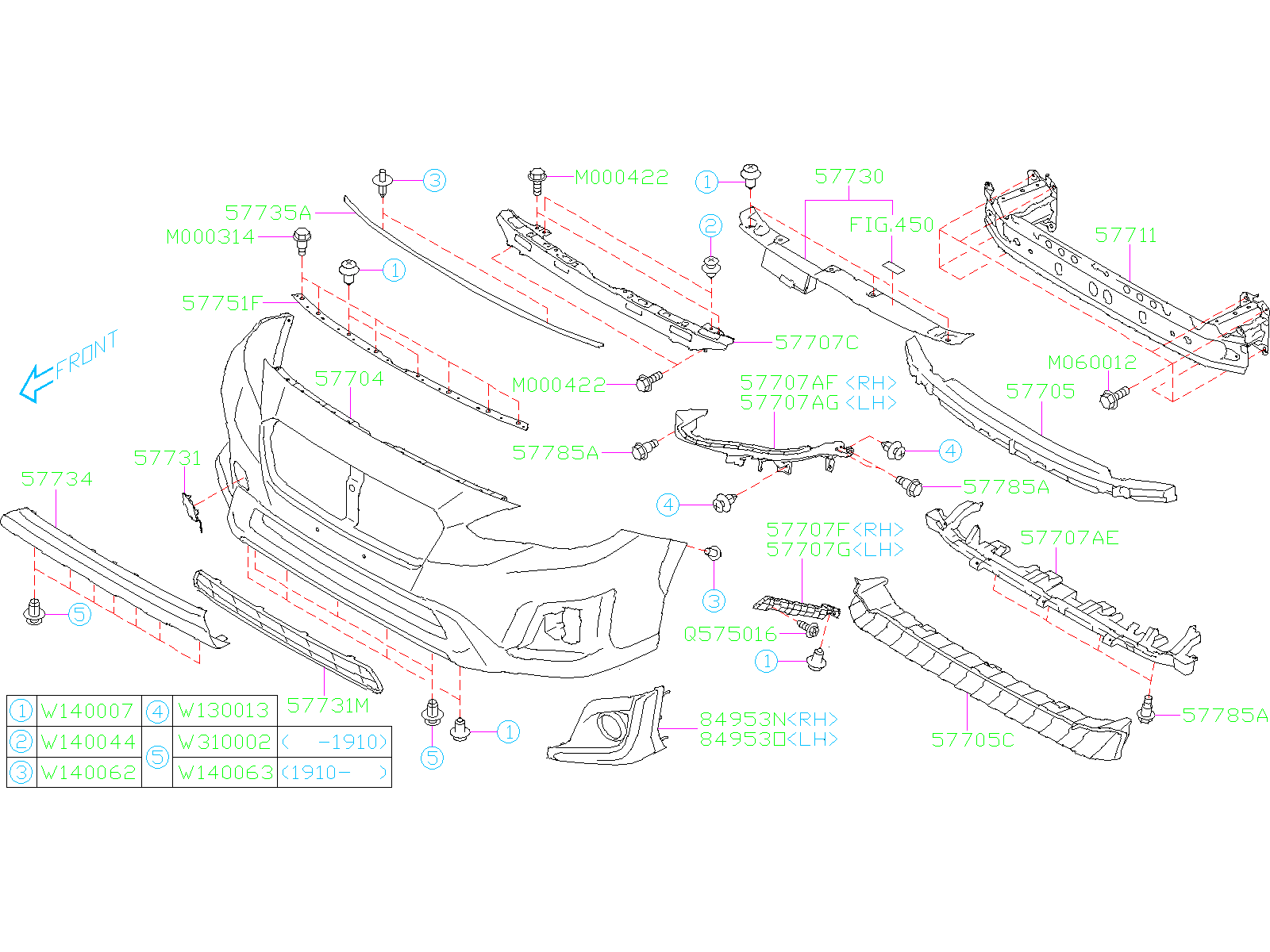 Subaru Impreza Bumper Cover Bracket (Front, Lower). Mounting bracket ...